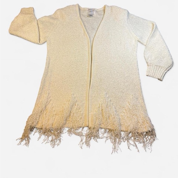 Elegant Cream Cardigan with Fringe - Picture 1 of 7